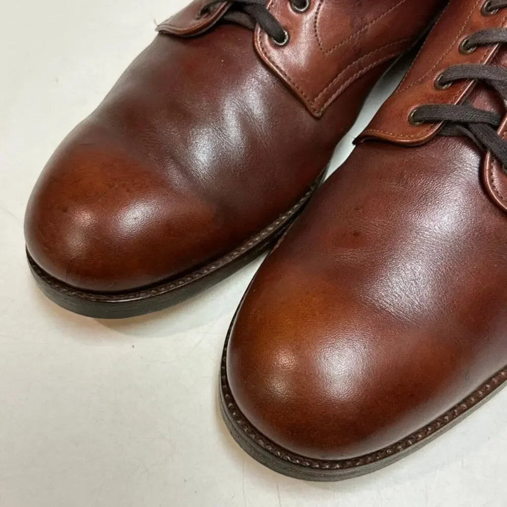 FULLY RESOLED Alden 306 Brown Calfskin Plain Toe Boot Made in USA 12 Narrow AA/B